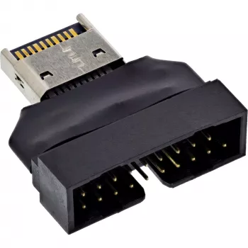 InLine 33446T kabeladapter USB Type-E Key A, 20-polig USB 3.0 header, 19-polig zwart