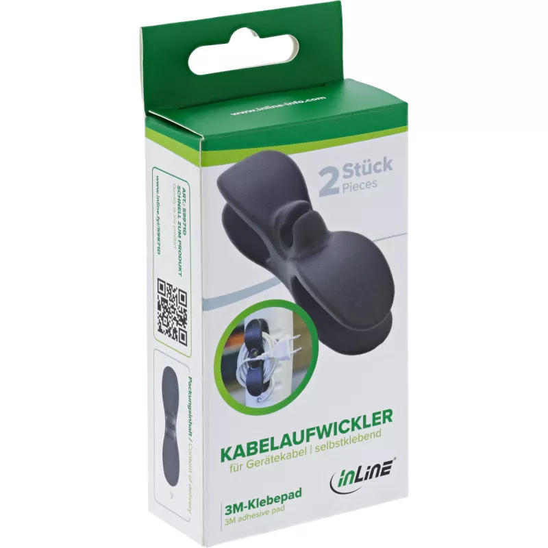 InLine 59971D Kabelhouder universeel kabelhouder zwart 2 st.