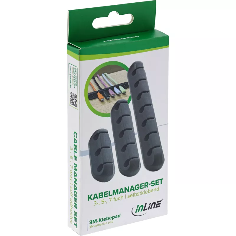 InLine 59971B Kabelorganizer universeel kabelclip zwart