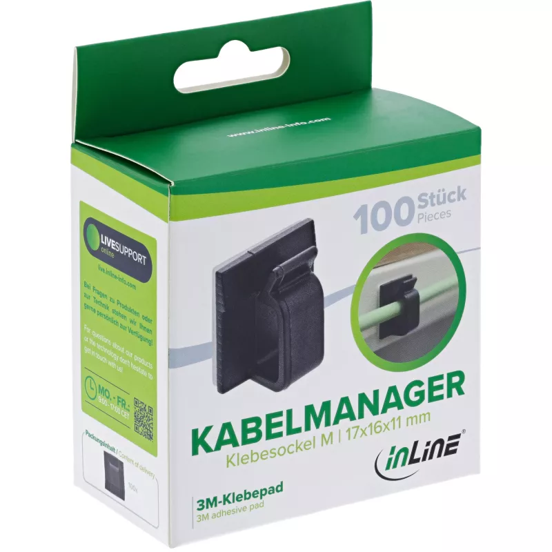 InLine 59971G Kabelorganizer universeel kabelhaak zwart 100 stuks