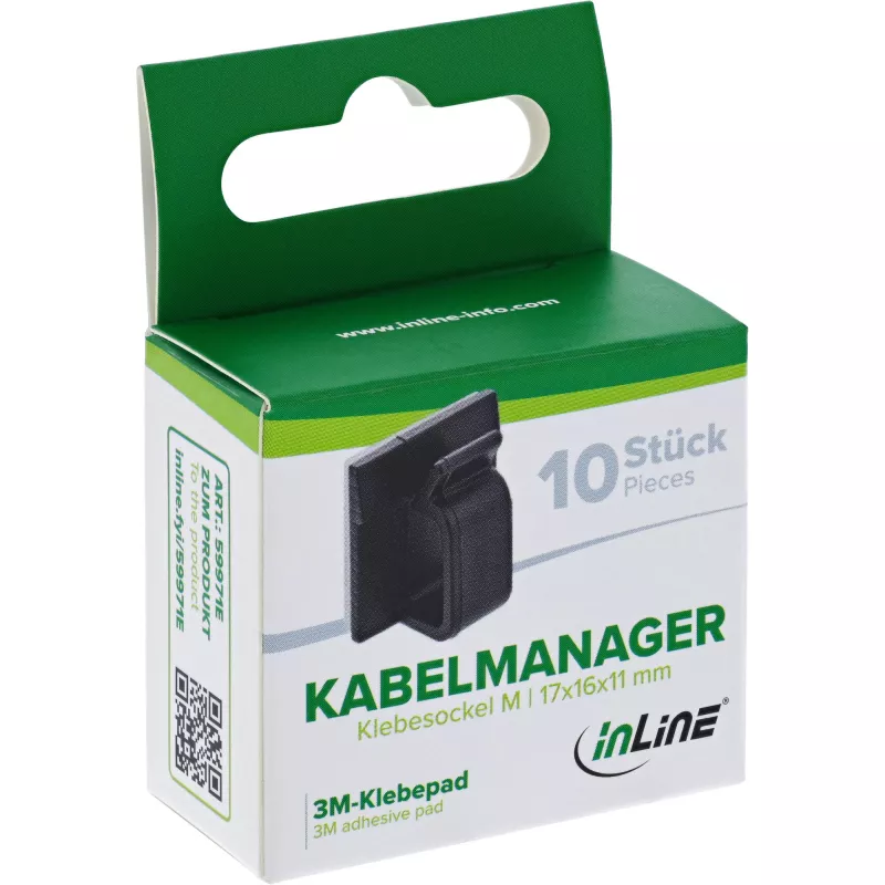 InLine 59971E Kabelmanager universeel kabelhaak zwart 10 st.