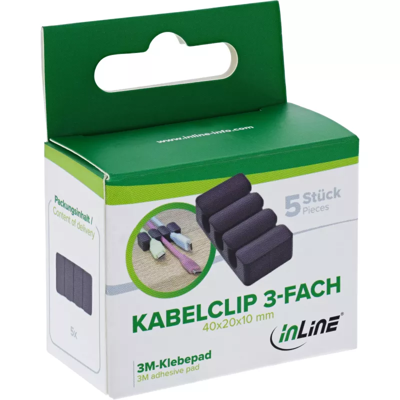 InLine 59971J Kabelorganizer universeel kabelclip zwart 5 stuks