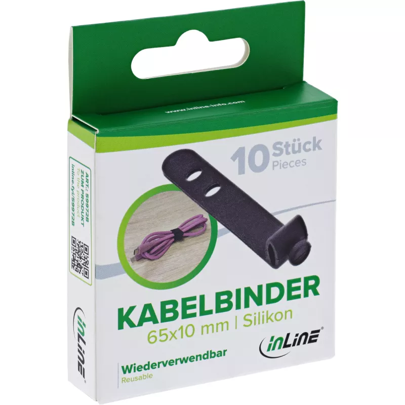 InLine 59972B Kabelbinder ladderkabelbinder siliconen zwart 10 st.