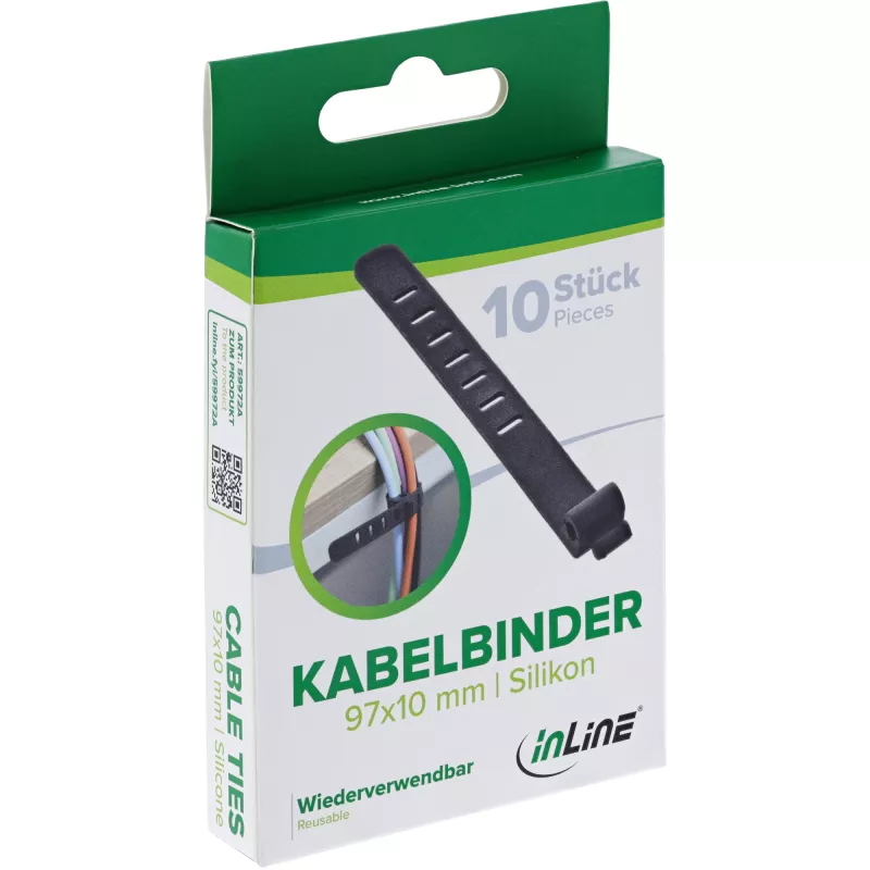 InLine 59972A Kabelbinder ladderkabelbinder siliconen zwart 10 st.