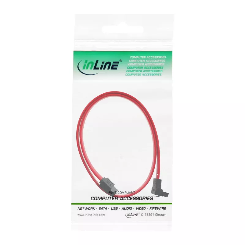 InLine SATA-kabel voor 150 / 300 / 600 S-ATA-verbindingen haaks met vergrendelingen 90° 0,5 m