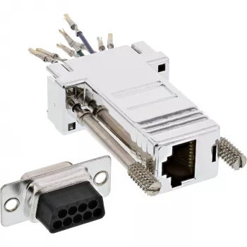 InLine adapter DB9 bus / RJ45 8P8C bus metaalgecoat behuizing 68889L