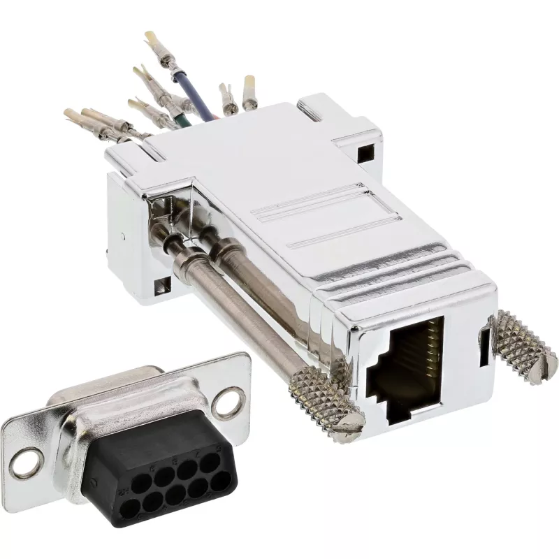 InLine adapter DB9 bus / RJ45 8P8C bus metaalgecoat behuizing 68889L