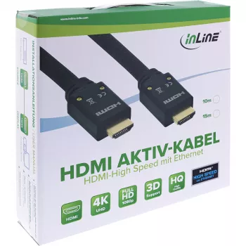 InLine HDMI-actiefkabel, HDMI High Speed met Ethernet, M/M, nylon gevlochten, 10 m