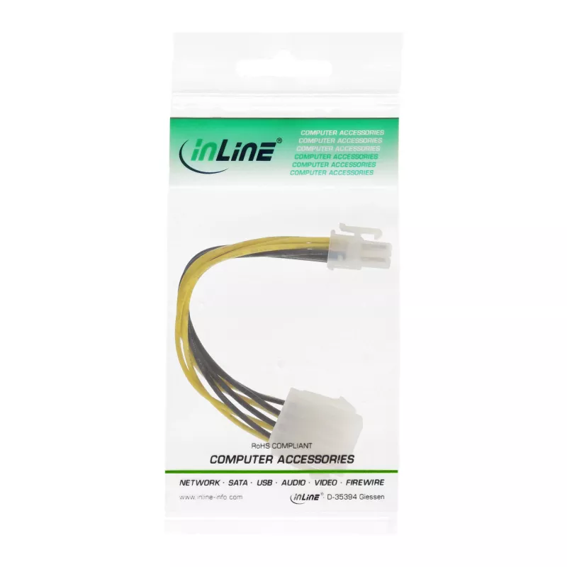 InLine moederbord-voedingsadapter ATX 2.0/EPS 8-pins / 12V ATX1.3 4-pins 0,15 m