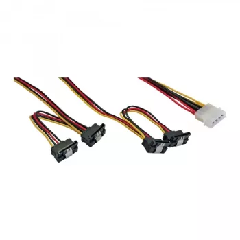 InLine interne Y-voedingskabel 1x Molex / 4x SATA haaks met vergrendelingen 0,40+0,55 m