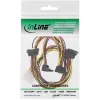 InLine interne Y-voedingskabel 1x Molex / 4x SATA haaks met vergrendelingen 0,40+0,55 m