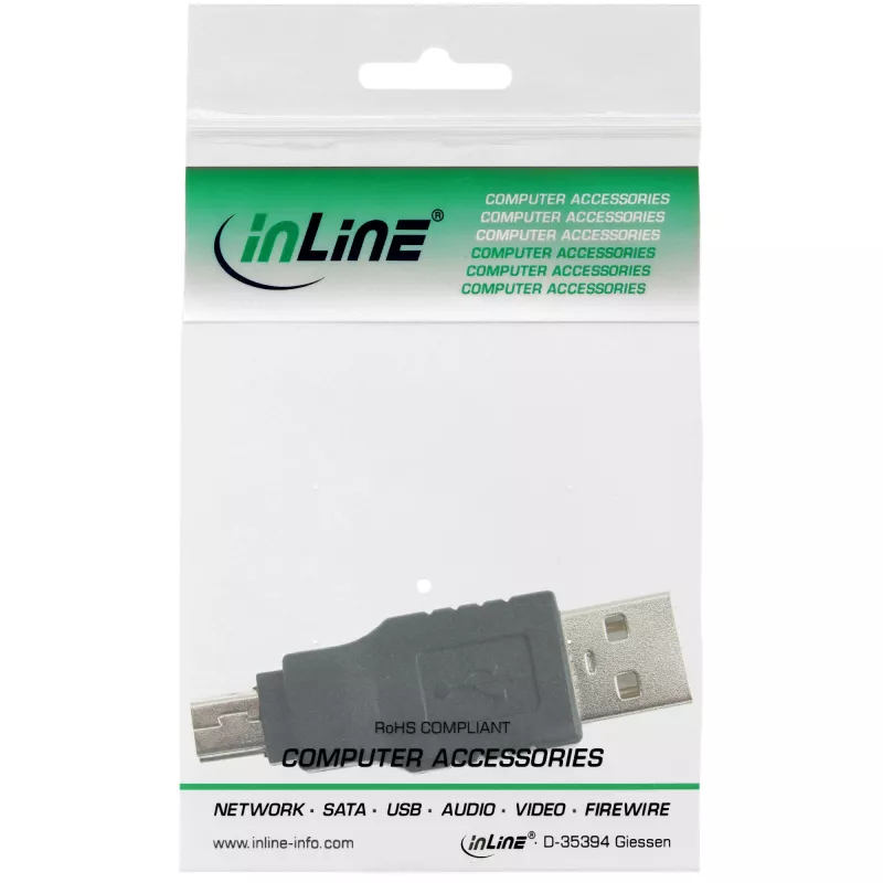 InLine adapter USB 2.0 Type-A stekker / Mini-USB 5-pins stekker 33441C