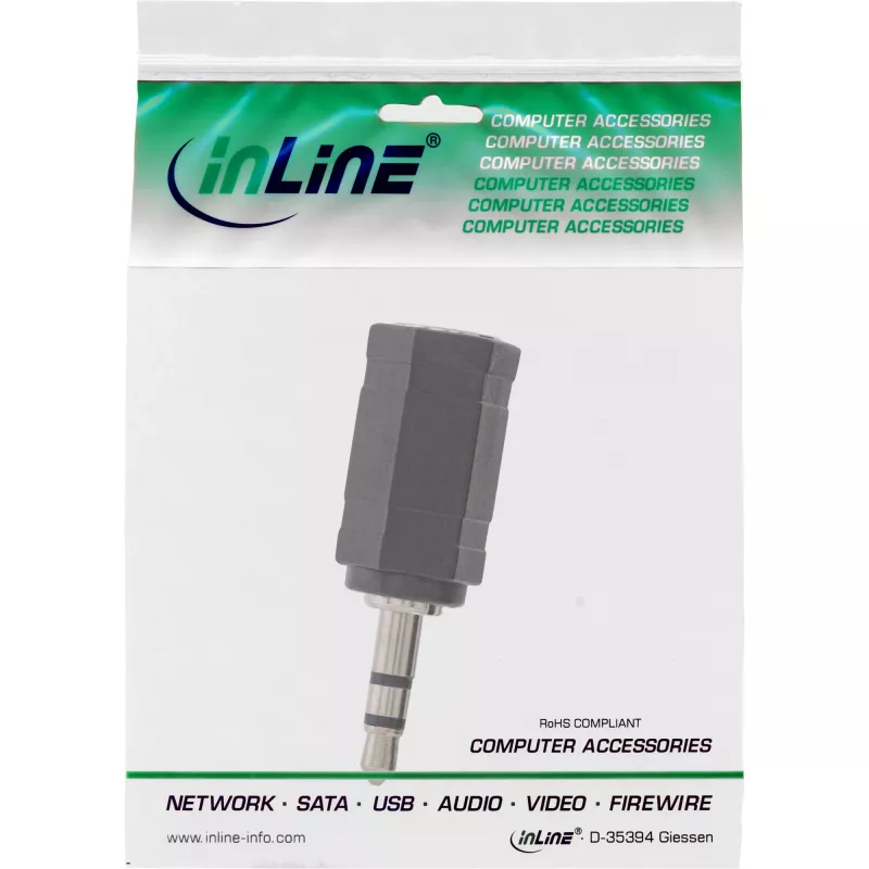 Audio-adapter 2,5 mm jackbus / 3,5 mm jackstekker stereo InLine 99309