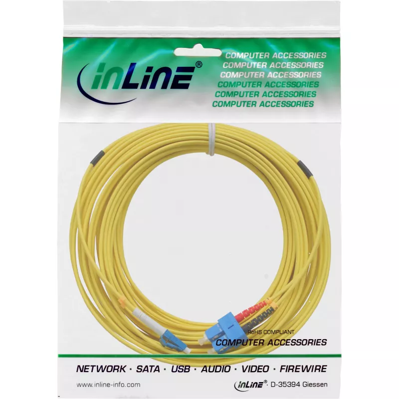 Glasvezel-duplexkabel LC/SC 9/125µm OS2 2m InLine 88656D