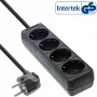 InLine stekkerdoos, 4-voudig randaarde CEE 7/3, zwart, 3 m