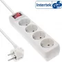 InLine stekkerdoos, 4-voudig randaarde CEE 7/3, met schakelaar, wit, 3m