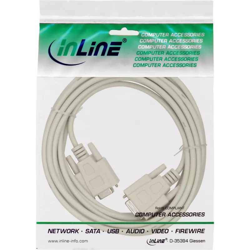 InLine nullmodemkabel DB9 bus / bus, gegoten, 10m