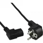 InLine netkabel, CEE 7/7 haaks / 3-polig IEC C13 links haaks, zwart, 1m