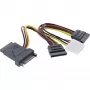 InLine SATA-stroomadapterkabel stekker naar bus naar 2x SATA + 4-pins Molex-stroomaansluiting