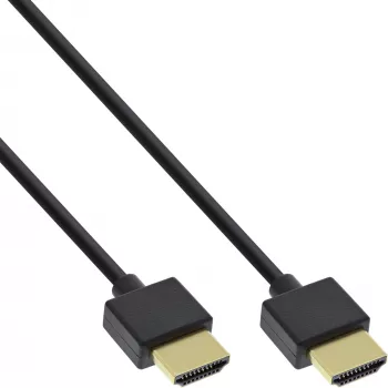 InLine High Speed HDMI-kabel met Ethernet, AM/AM, superplat, zwart/goud, 1,5 m