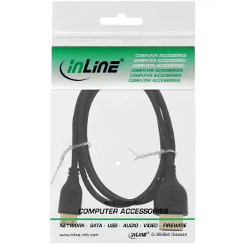 InLine High Speed HDMI-kabel met Ethernet, AM/CM, superplat, zwart/goud, 0,5 m