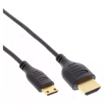 InLine High Speed HDMI-kabel met Ethernet, AM/CM, superplat, zwart/goud, 0,5 m