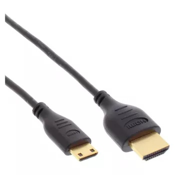 InLine High Speed HDMI-kabel met Ethernet, AM/CM, superplat, zwart/goud, 1 m