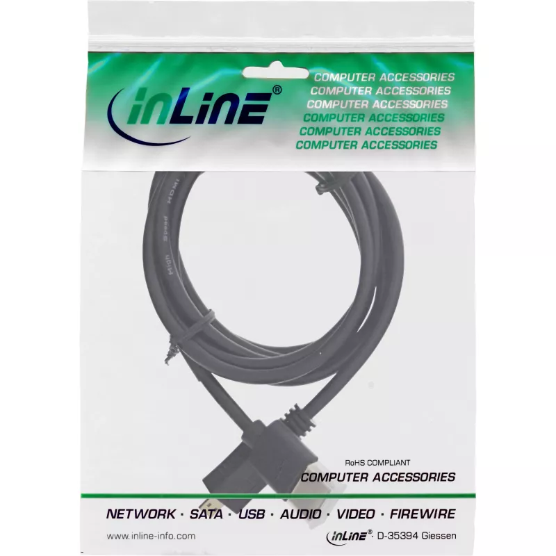 InLine High Speed HDMI-kabel met Ethernet, A-stekker / D-stekker, superplat, zwart/goud, 1,5 m
