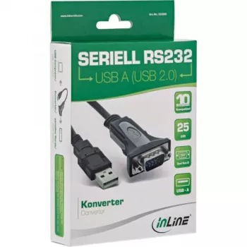 USB 2.0 naar serieel adapterkabel InLine 33306I 0,25 m zwart