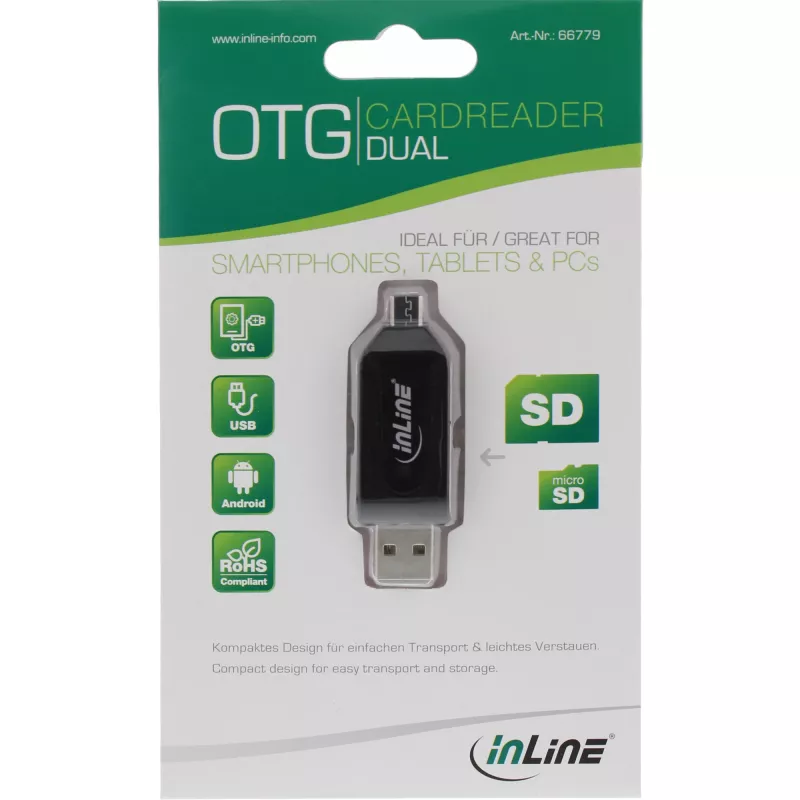 InLine OTG dual-kaartlezer voor SD en microSD 66779