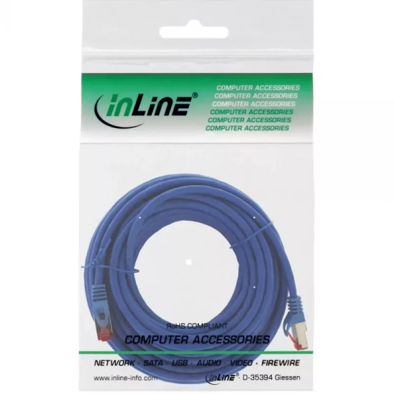 InLine patchkabel S/FTP PiMF Cat.6 250MHz koper halogeenvrij blauw 15 m