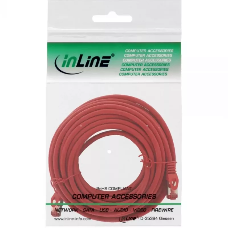 InLine patchkabel S/FTP PiMF Cat.6 250MHz koper halogeenvrij rood 15 m