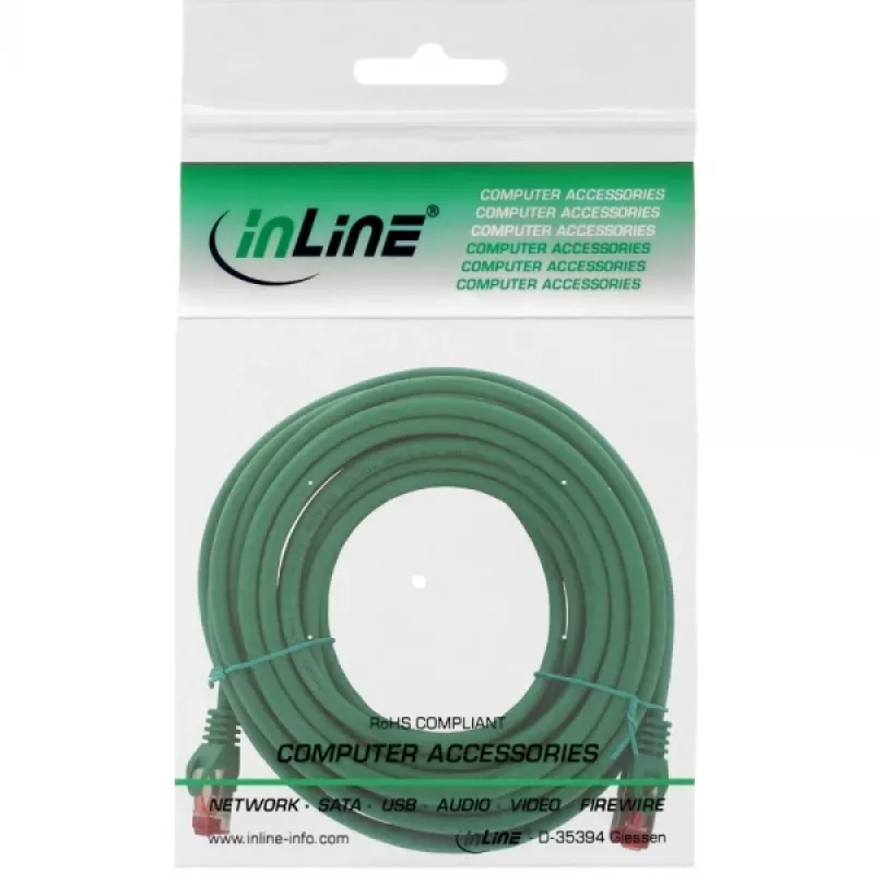 InLine patchkabel S/FTP PiMF Cat.6 250MHz koper halogeenvrij groen 15 m