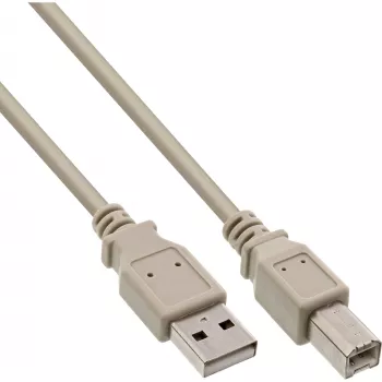 USB 2.0-kabel type A stekker / B stekker beige 5 m InLine 34555H