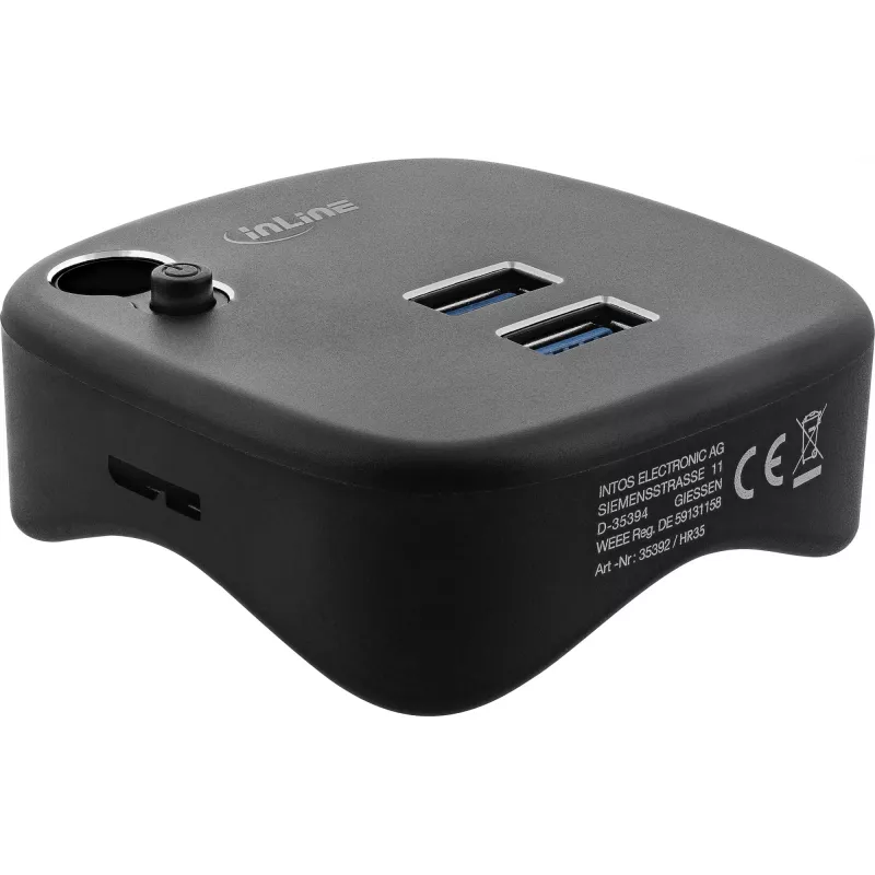 InLine USB 3.0-multi-adapter, 2x USB-A, RJ45, SD/microSD-kaartlezer, zwart