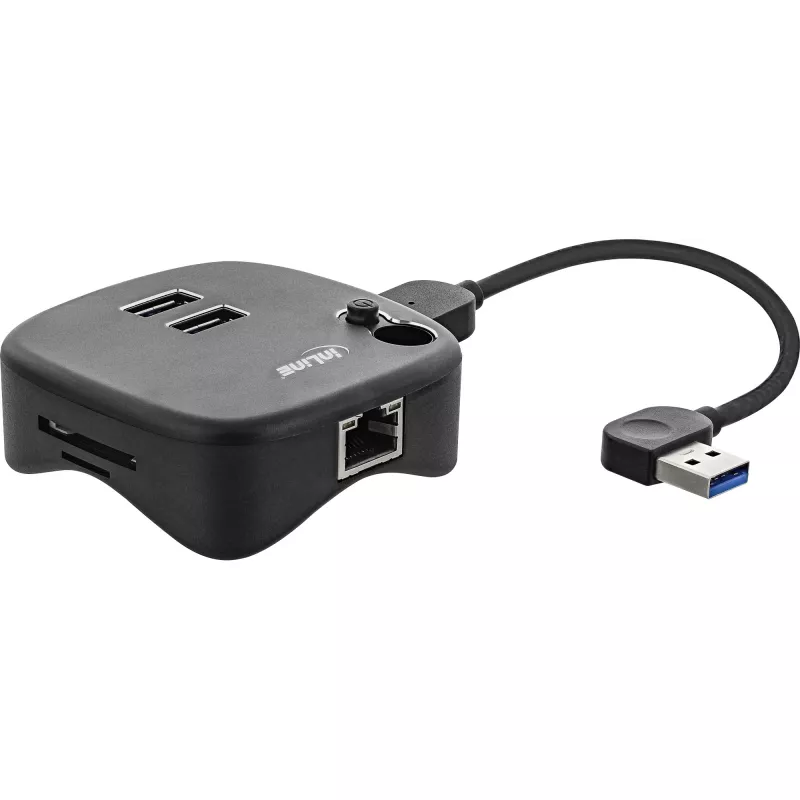 InLine USB 3.0-multi-adapter, 2x USB-A, RJ45, SD/microSD-kaartlezer, zwart