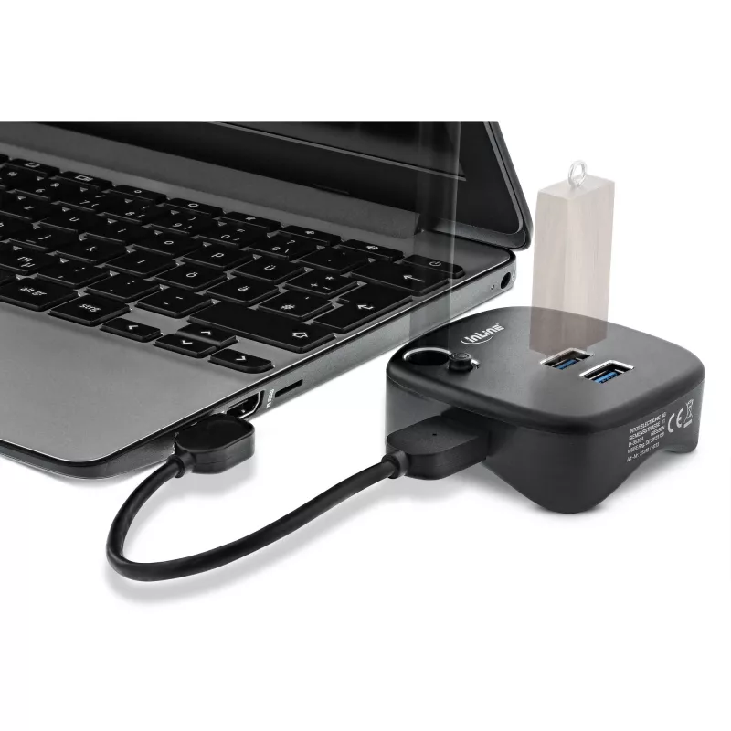 InLine USB 3.0-multi-adapter, 2x USB-A, RJ45, SD/microSD-kaartlezer, zwart