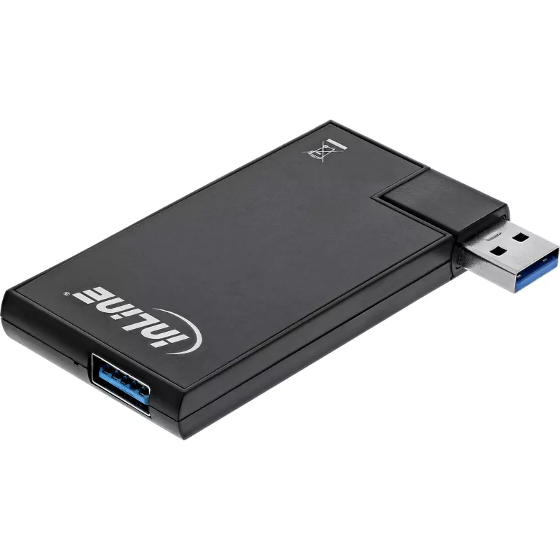 InLine USB 3.0 draaibare hub, 4 poorten, zwart