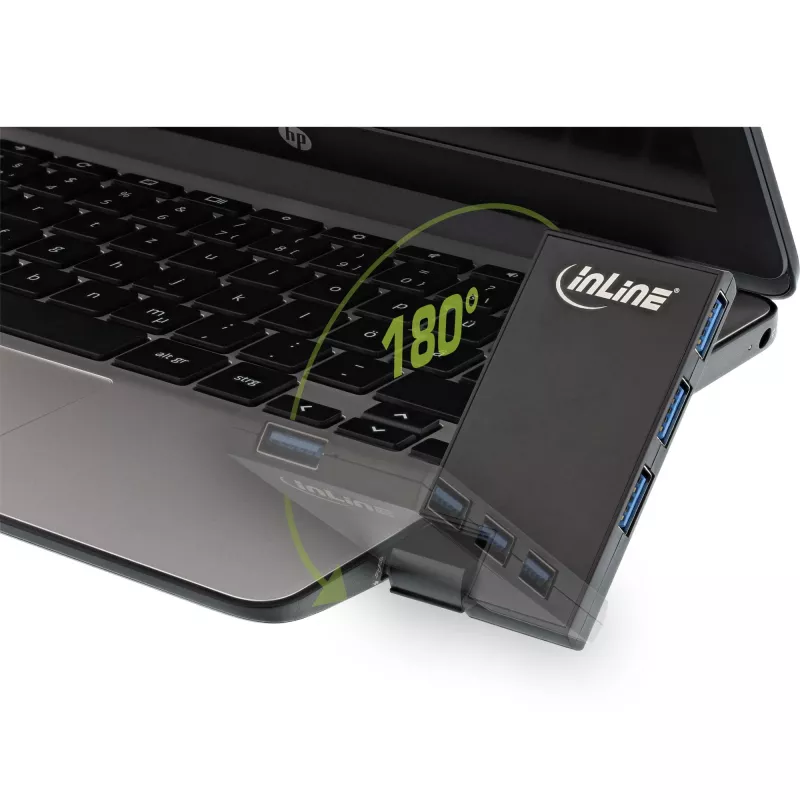 InLine USB 3.0 draaibare hub, 4 poorten, zwart