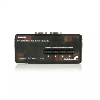 StarTech.com 4-poorts zwarte USB-KVM-switchkit met kabels en audio