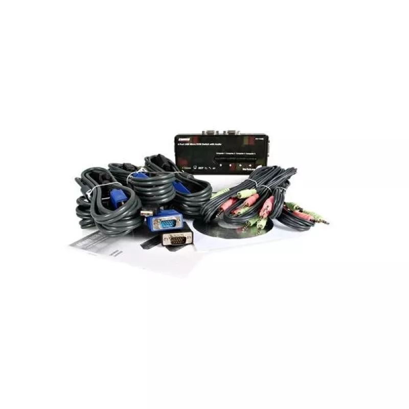 StarTech.com 4-poorts zwarte USB-KVM-switchkit met kabels en audio