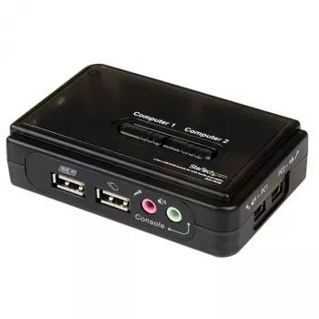 StarTech.com 2-poorts zwarte USB-KVM-switchkit met audio en kabels