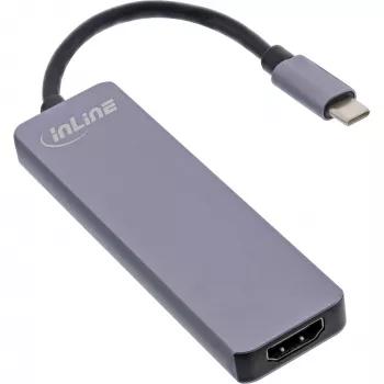 InLine multi-hub USB 3.2 Gen.1, 2x USB-A, HDMI 4K/30Hz, kaartlezer, aluminium, grijs