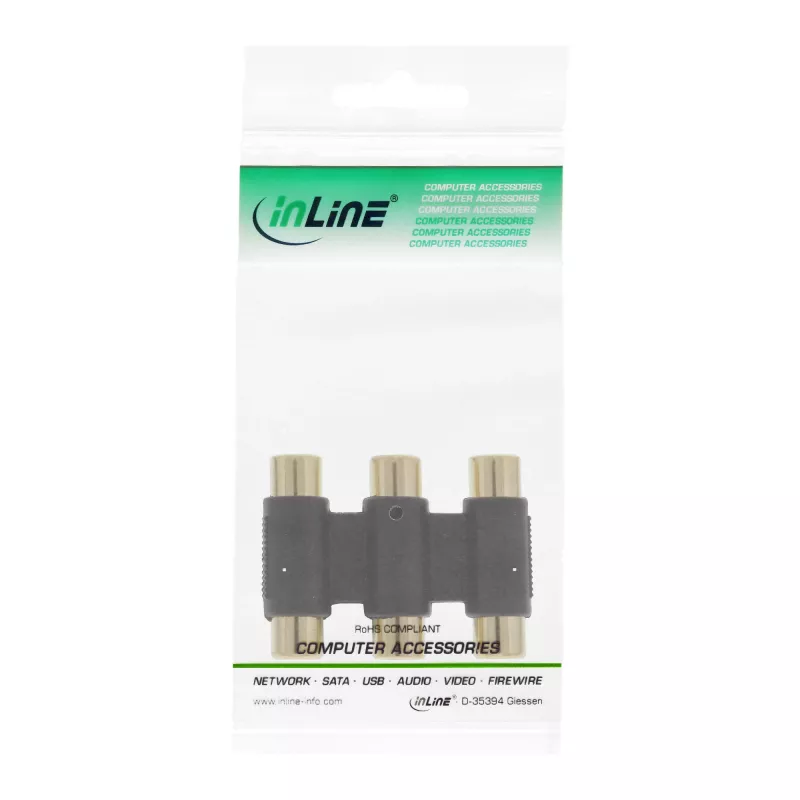 InLine audio-adapter 3x cinch-bus/bus verguld 99319