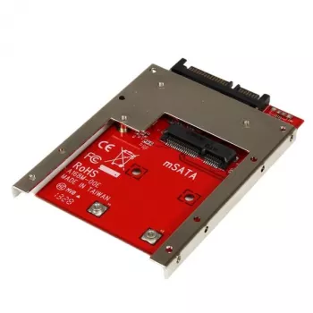 StarTech.com mSATA SSD naar 2,5-inch SATA-adapterconverter, SATA, mSATA, zwart, rood, zilver, CE, FCC, 6 Gbit/s, -40 - 85 °C