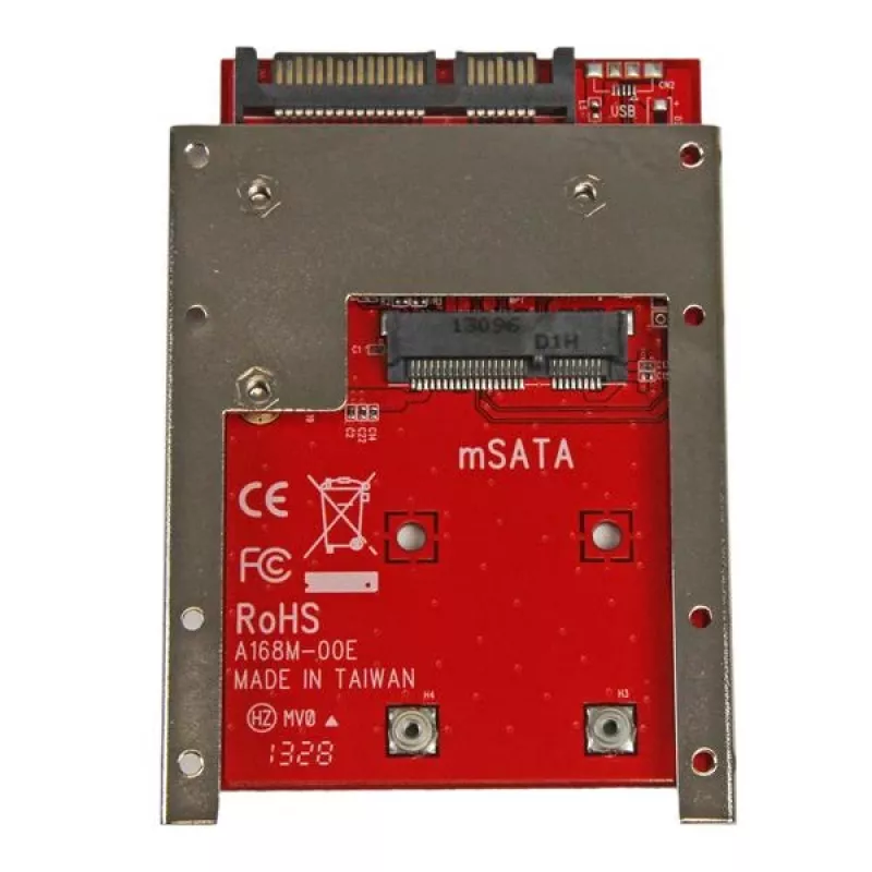 StarTech.com SAT32MSAT257 mSATA-SSD naar 2,5 inch SATA-adapter / converter, 22-pins SATA, 6 Gbit/s, zwart, rood, zilver