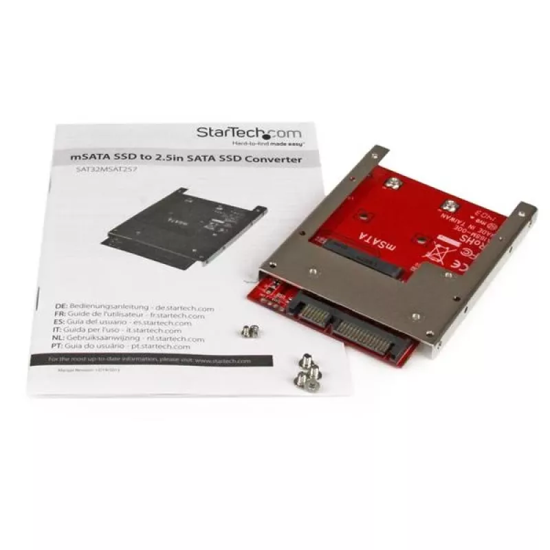 StarTech.com SAT32MSAT257 mSATA-SSD naar 2,5 inch SATA-adapter / converter, 22-pins SATA, 6 Gbit/s, zwart, rood, zilver