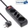 InLine stekkerdoos, 4-voudig, 2x CEE7/3 + 2x Euro CEE 7/16, zwart, 5 m