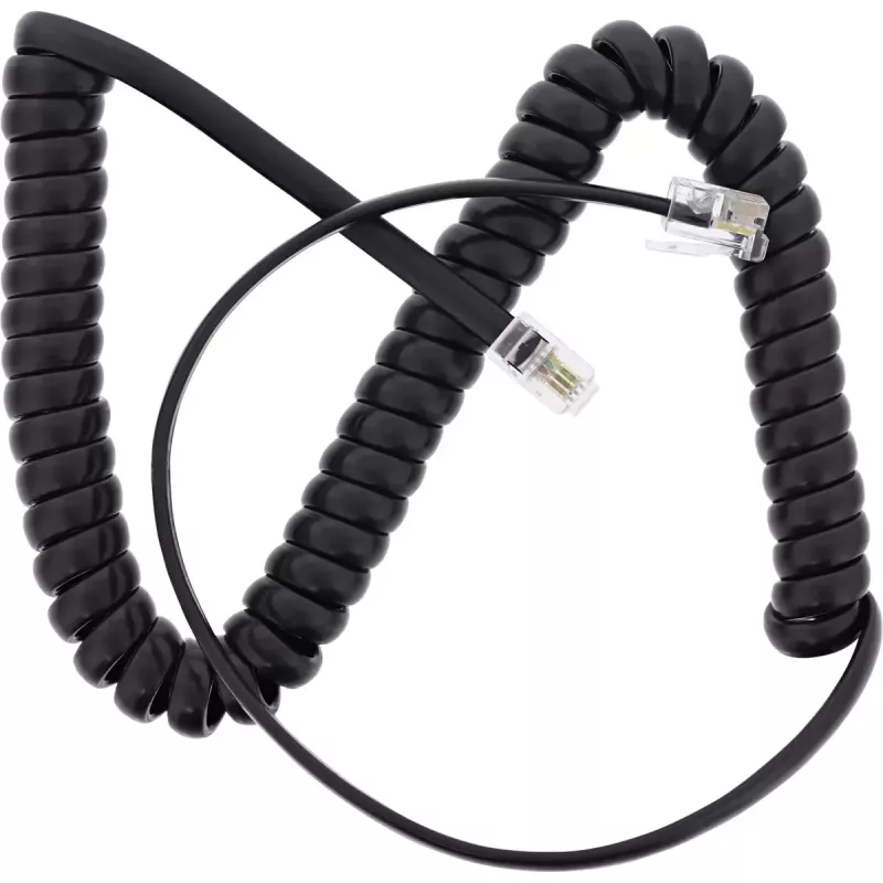 InLine handset-spiraalkabel, RJ10 4P4C M/M, zwart, max. 4 m