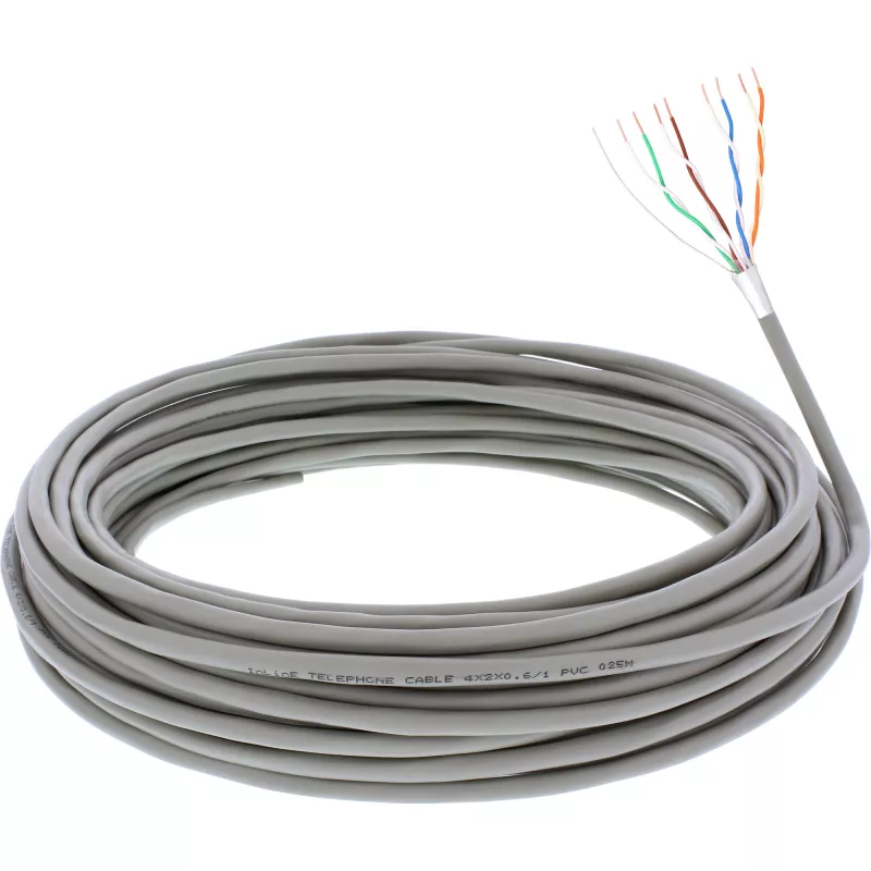 InLine telefoonkabel 8 aders massief installatie 4x2x06mm afgeschermd 25 m